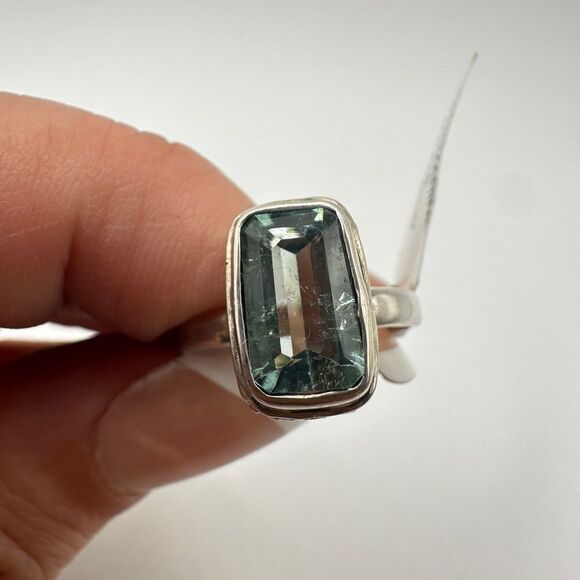 NWT 1.9ct teal Emerald Cut Aquamarine in Bali Sterling Silver Ring! - Picture 7 of 10